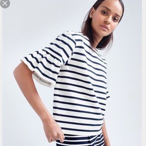 J. Crew Ruffle Sleeve top in stripe